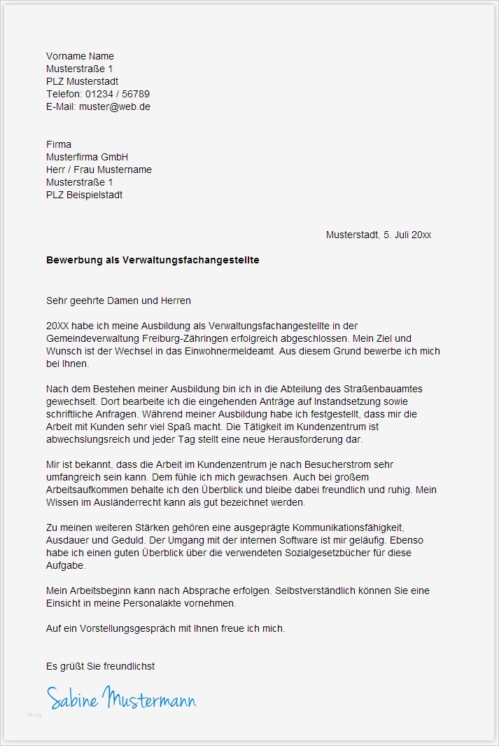 Bewerbung Ausbildung Verwaltungsfachangestellte Vorlage Best Of Bewerbungsschreiben