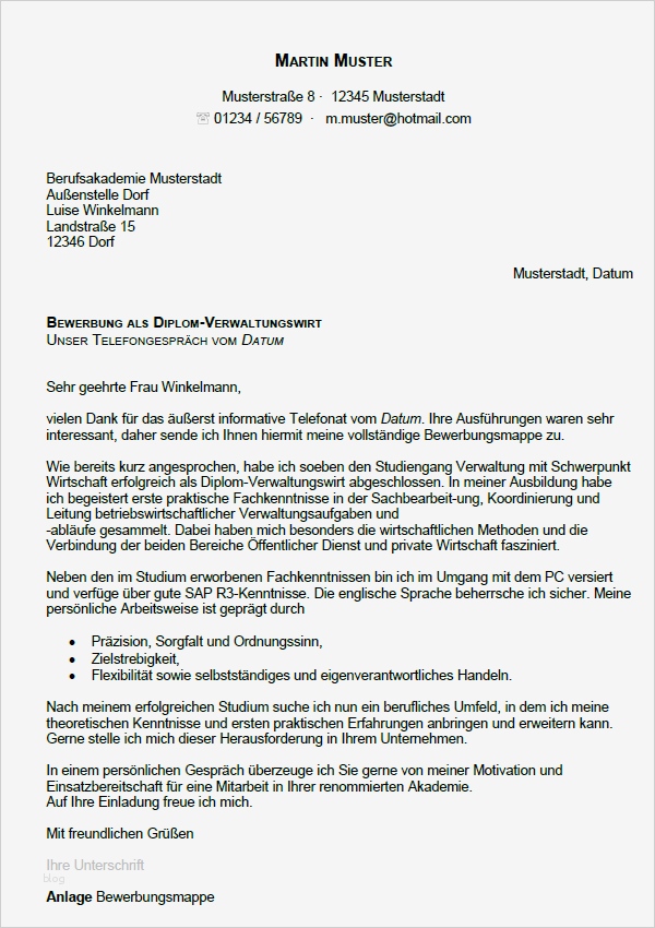 Bewerbung Ausbildung Verwaltungsfachangestellte Vorlage Erstaunlich Bewerbung Diplom Verwaltungswirt Berufseinsteiger