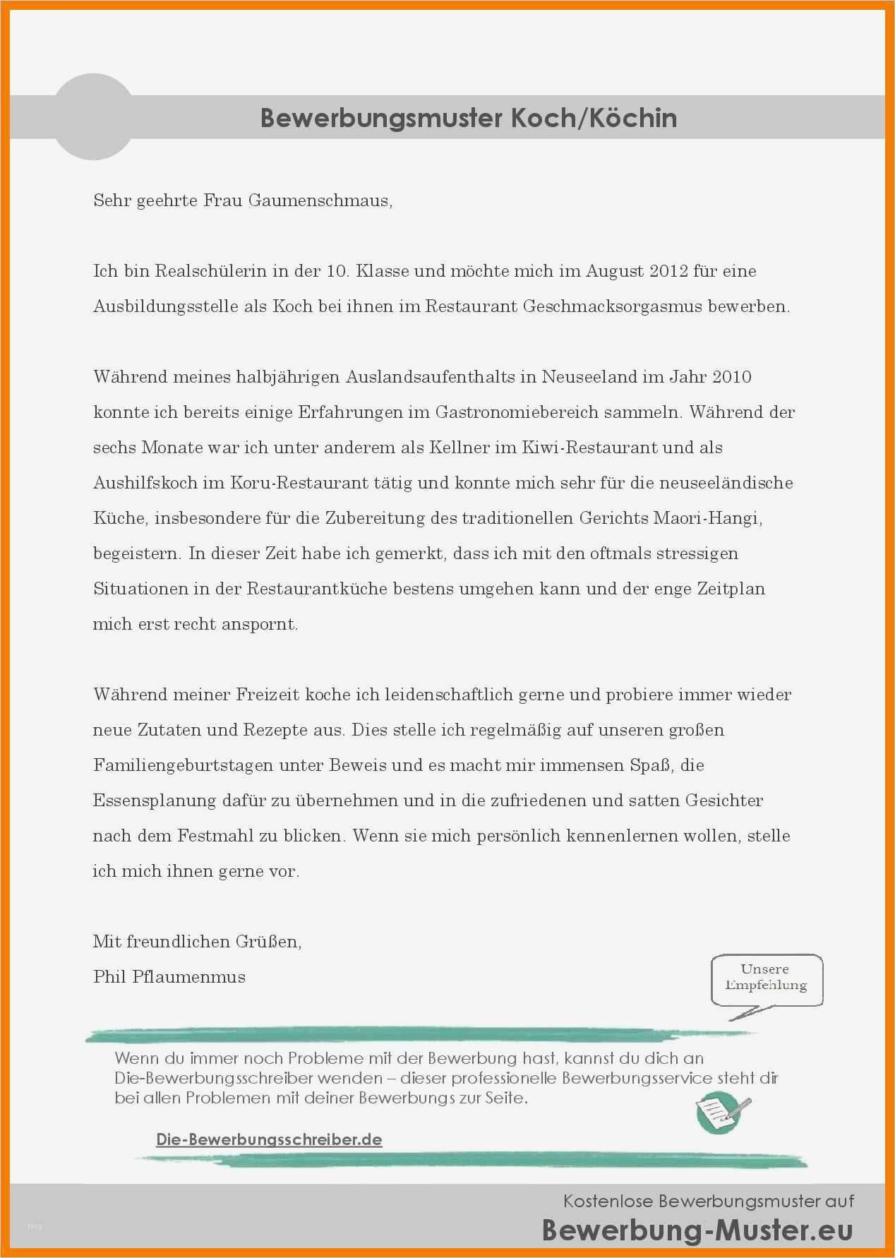 Bewerbung Ausbildung Verwaltungsfachangestellte Vorlage Inspiration 9 Bewerbung Koch Vorlage