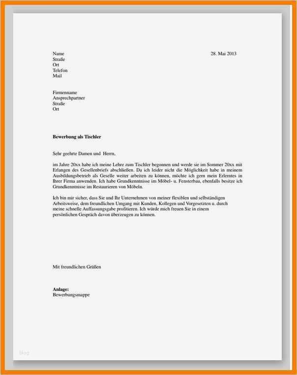 Bewerbung Babysitter Vorlage Großartig 5 Einfache Bewerbung Muster