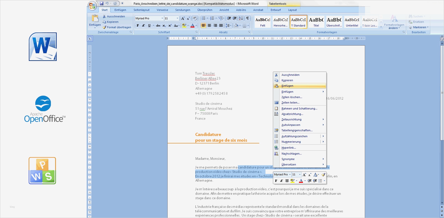 Bewerbung Design Vorlage Word Kostenlos Schön Bewerbung Franzoesisch Muster