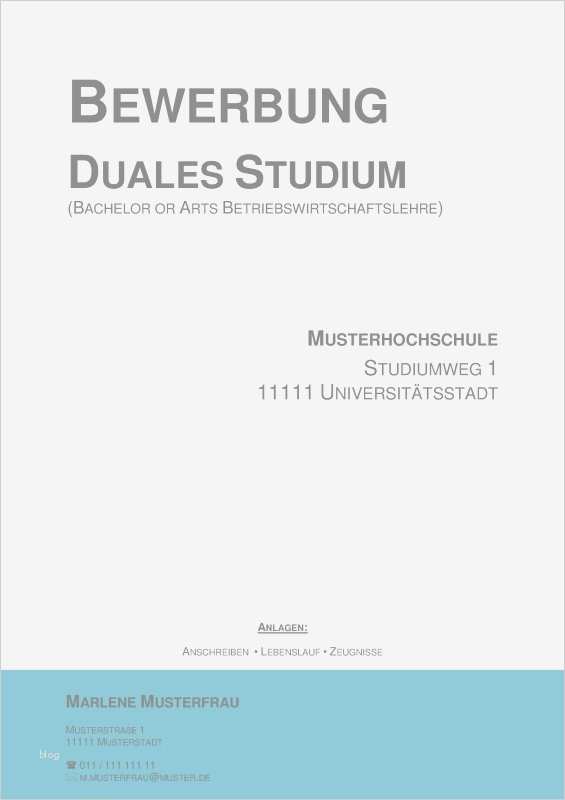 Bewerbung Duales Studium Vorlage Genial Deckblatt In Der Bewerbung über 80 Kostenlose Muster