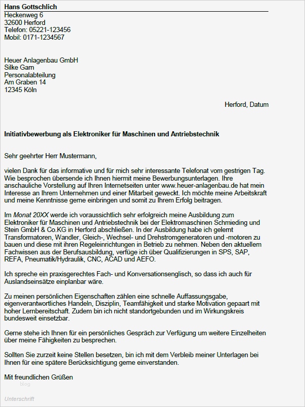 Bewerbung Elektroniker Vorlage Bewundernswert Bewerbung Elektroniker Für Maschinen Und Antriebstechnik