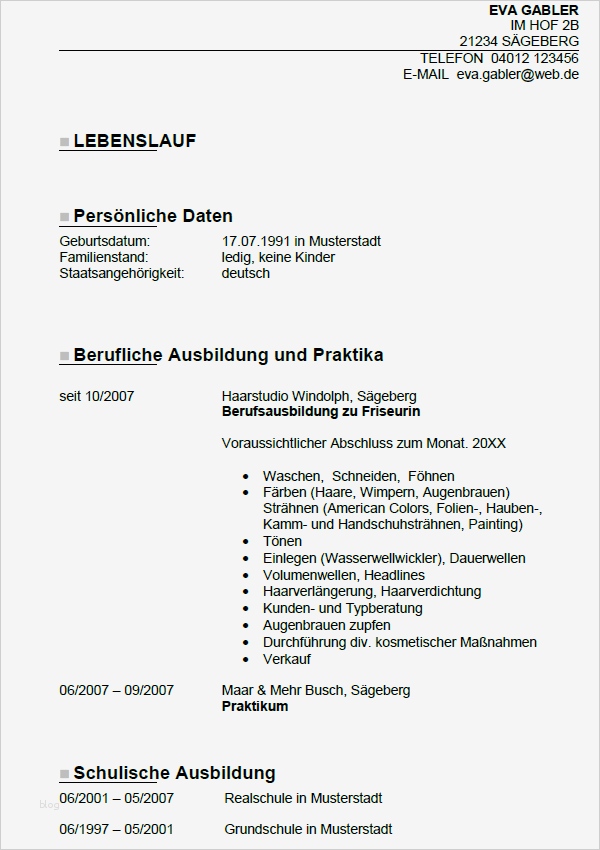 Bewerbung Friseur Vorlage Best Of Bewerbung Friseurin Berufseinsteiger sofort Download