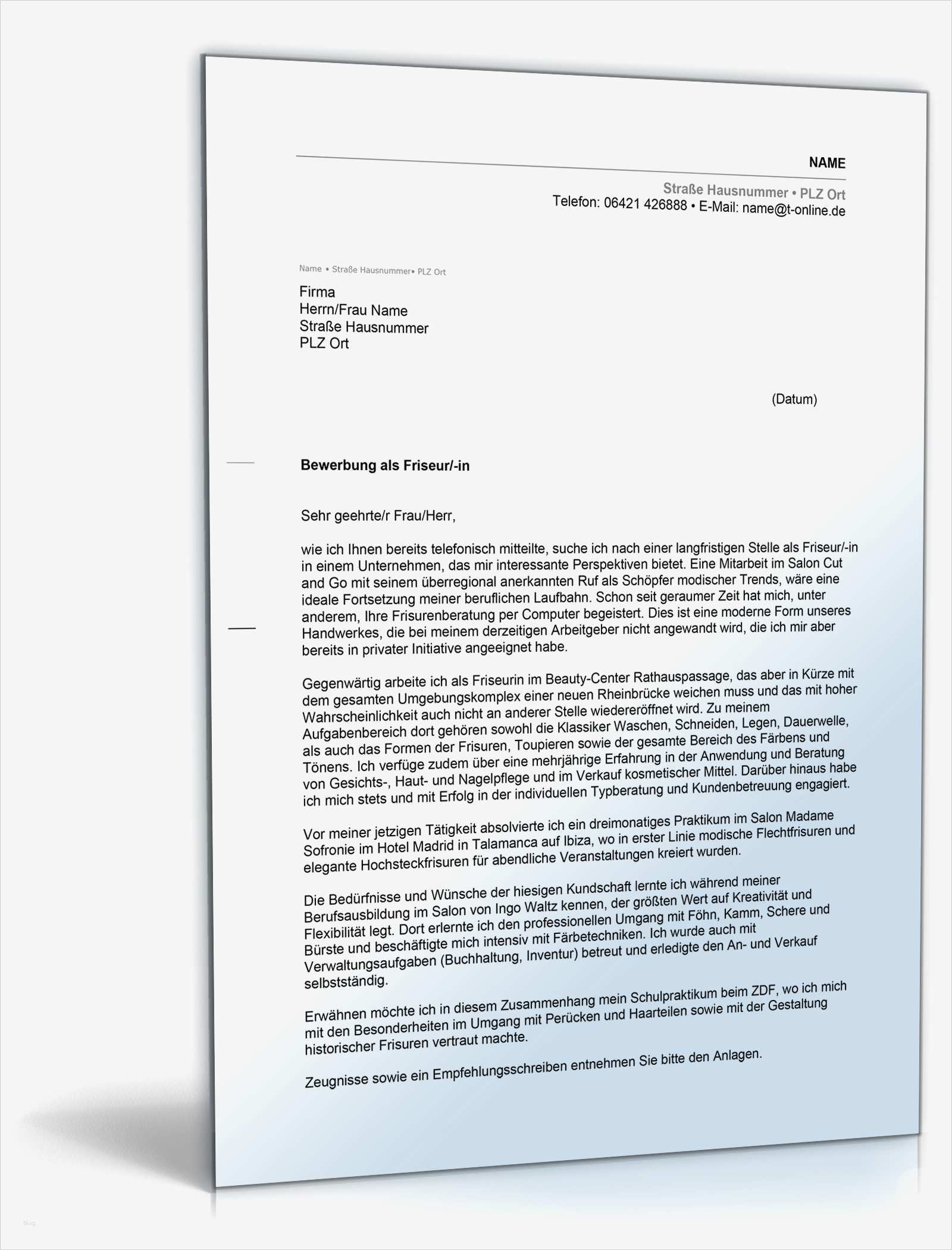 Bewerbung Friseur Vorlage Fabelhaft Anschreiben Bewerbung Friseurin