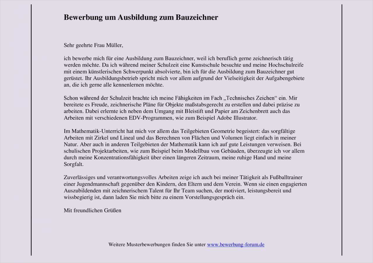 Bewerbung Für Ausbildung Vorlage Cool Bauzeichner Bewerbung Um Einen Ausbildungsplatz