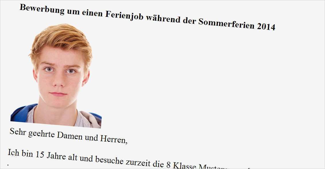 Bewerbung Für Ferienjob Schüler Vorlage Erstaunlich Bewerbung Um Einen Ferienjob Inkl Muster Eines