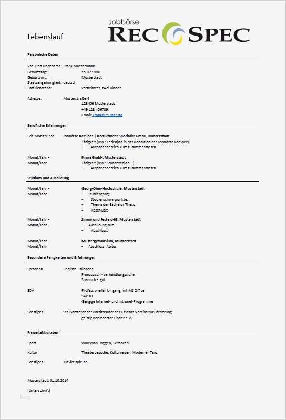 Bewerbung Für Ferienjob Schüler Vorlage Gut Lebenslauf Vorlage Ferienjob Lebenslauf Beispiel