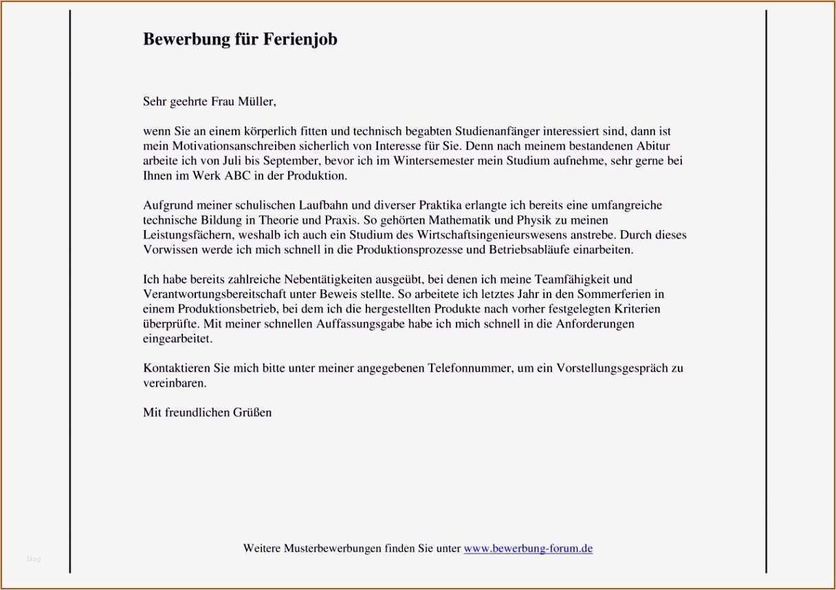 Bewerbung Für Ferienjob Schüler Vorlage Wunderbar 20 Audi Initiativbewerbung Vorlagen123 Vorlagen123