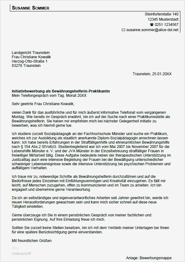 Bewerbung Für Praktikum Vorlage Fabelhaft Bewerbung Bewährungshelfer Praktikum sofort Download