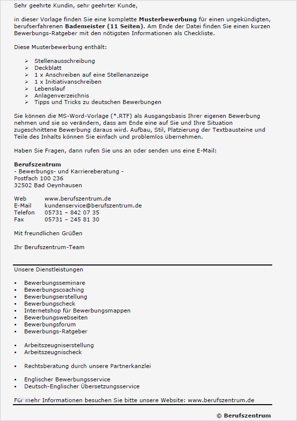 Bewerbung Geschäftsführer Vorlage Erstaunlich Bewerbung Bademeister In Berufserfahrung Ungekündigt