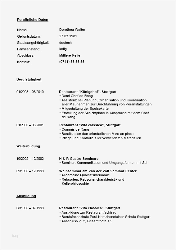 Bewerbung Geschäftsführer Vorlage Genial Lebenslauf Muster Gastronomie Lebenslauf Beispiel