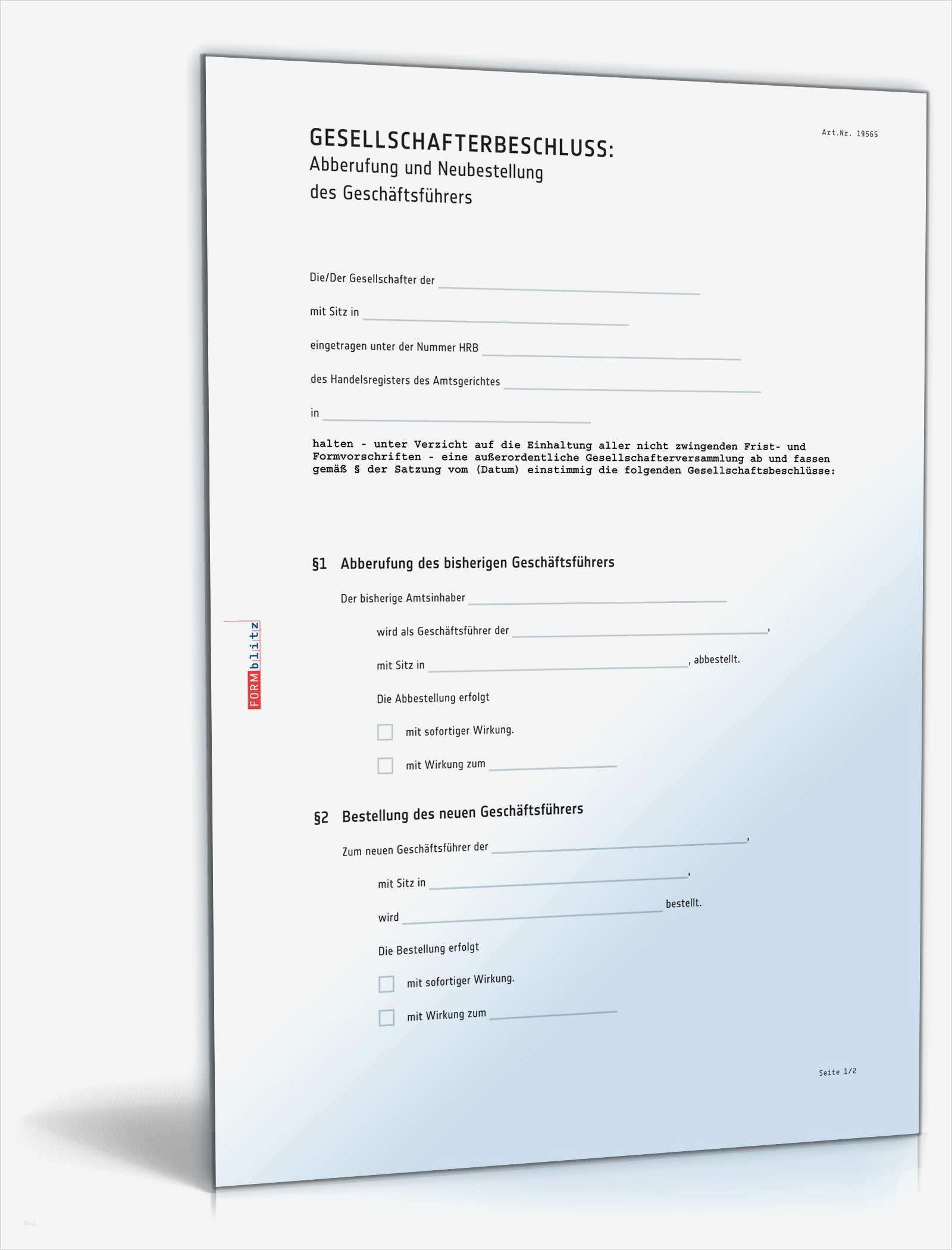 Bewerbung Geschäftsführer Vorlage Hübsch Abberufung Und Neubestellung Geschäftsführer Muster