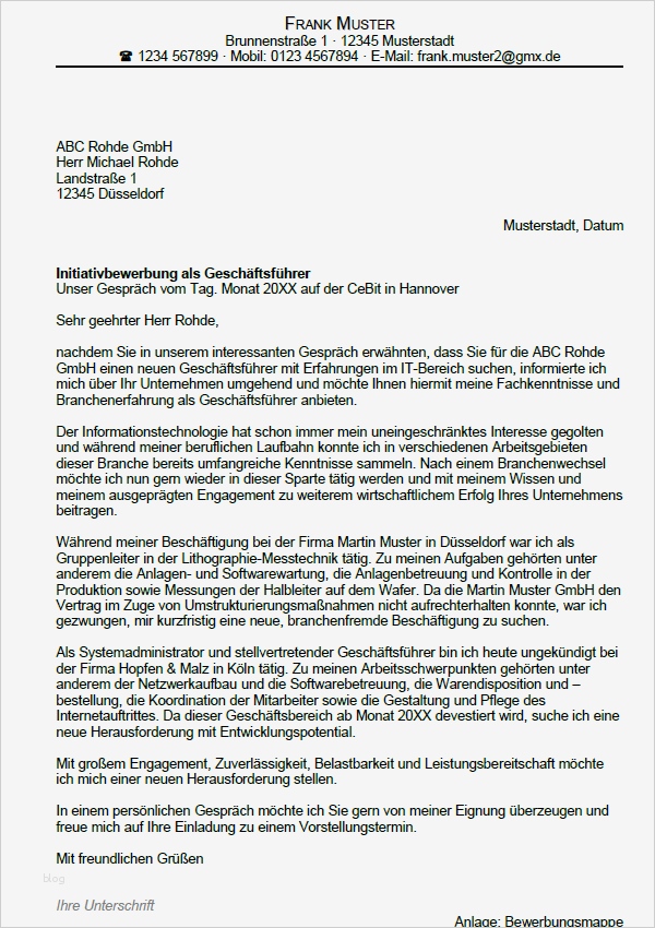 Bewerbung Geschäftsführer Vorlage Neu Bewerbung Geschäftsführer Berufseinsteiger sofort