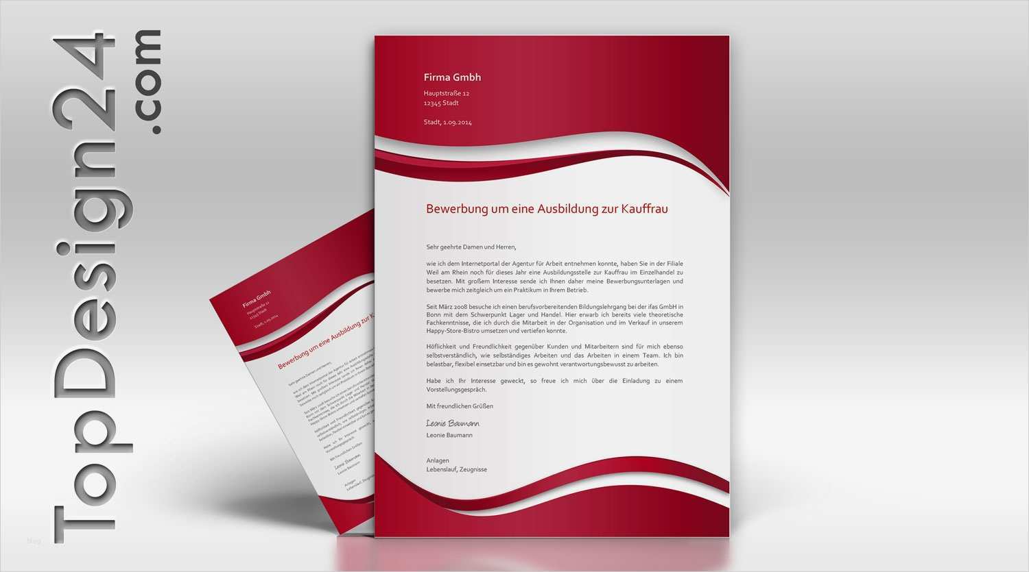 Bewerbung Kantine Vorlage Gut Bewerbungsvorlage topdesign24 Musterbewerbung 2014