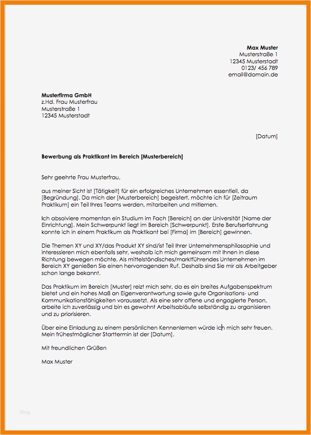 Bewerbung Praktikum Vorlage Schüler Großartig 8 Bewerbungsanschreiben Praktikum