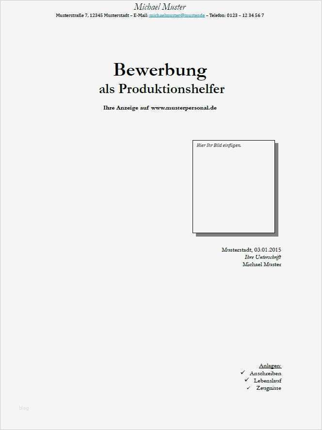 Bewerbung Produktionsmitarbeiter Vorlage Erstaunlich Bewerbungsvorlagen Für Einen Produktionshelfer