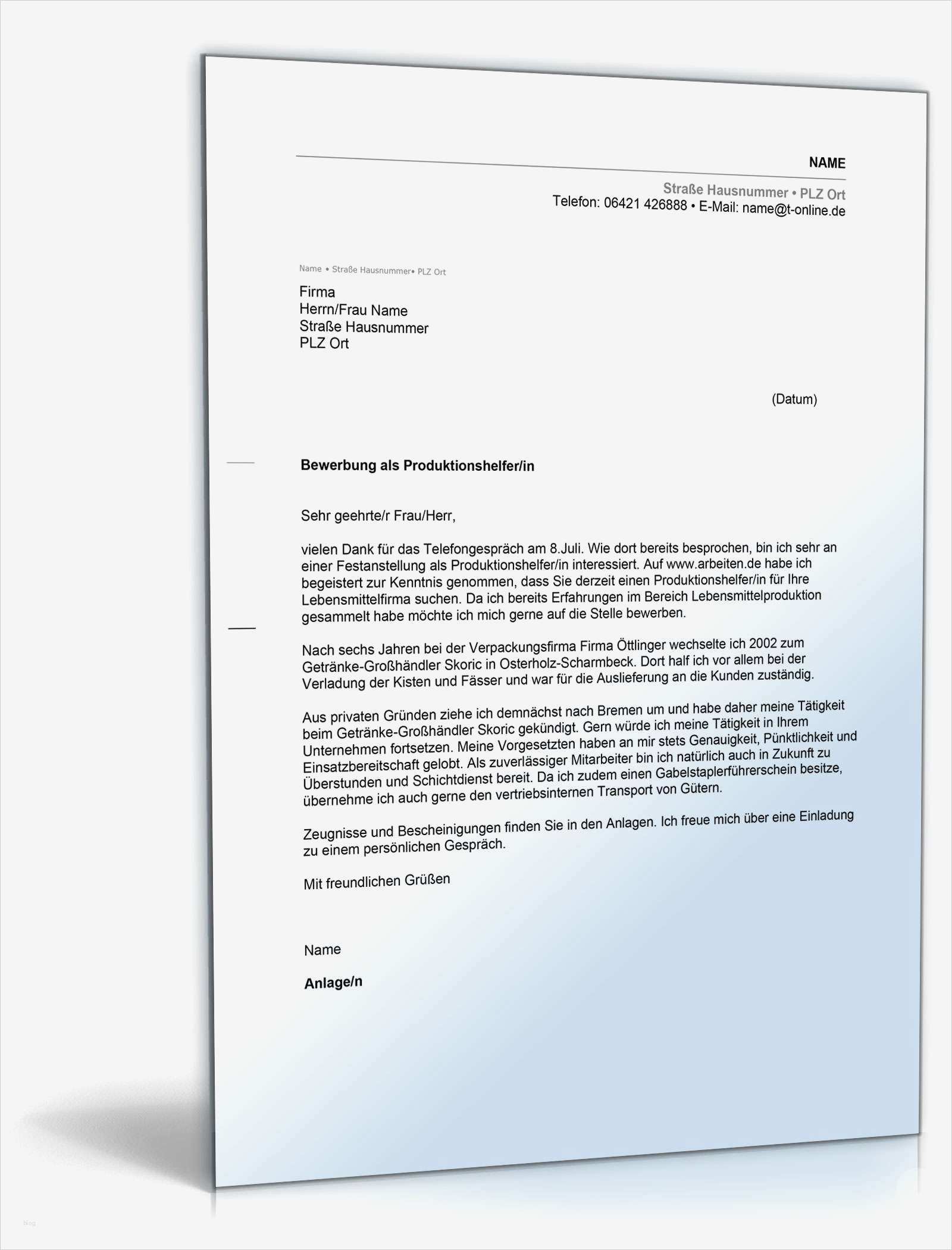 Bewerbung Produktionsmitarbeiter Vorlage Neu Bewerbungsschreiben Muster Bewerbungsschreiben