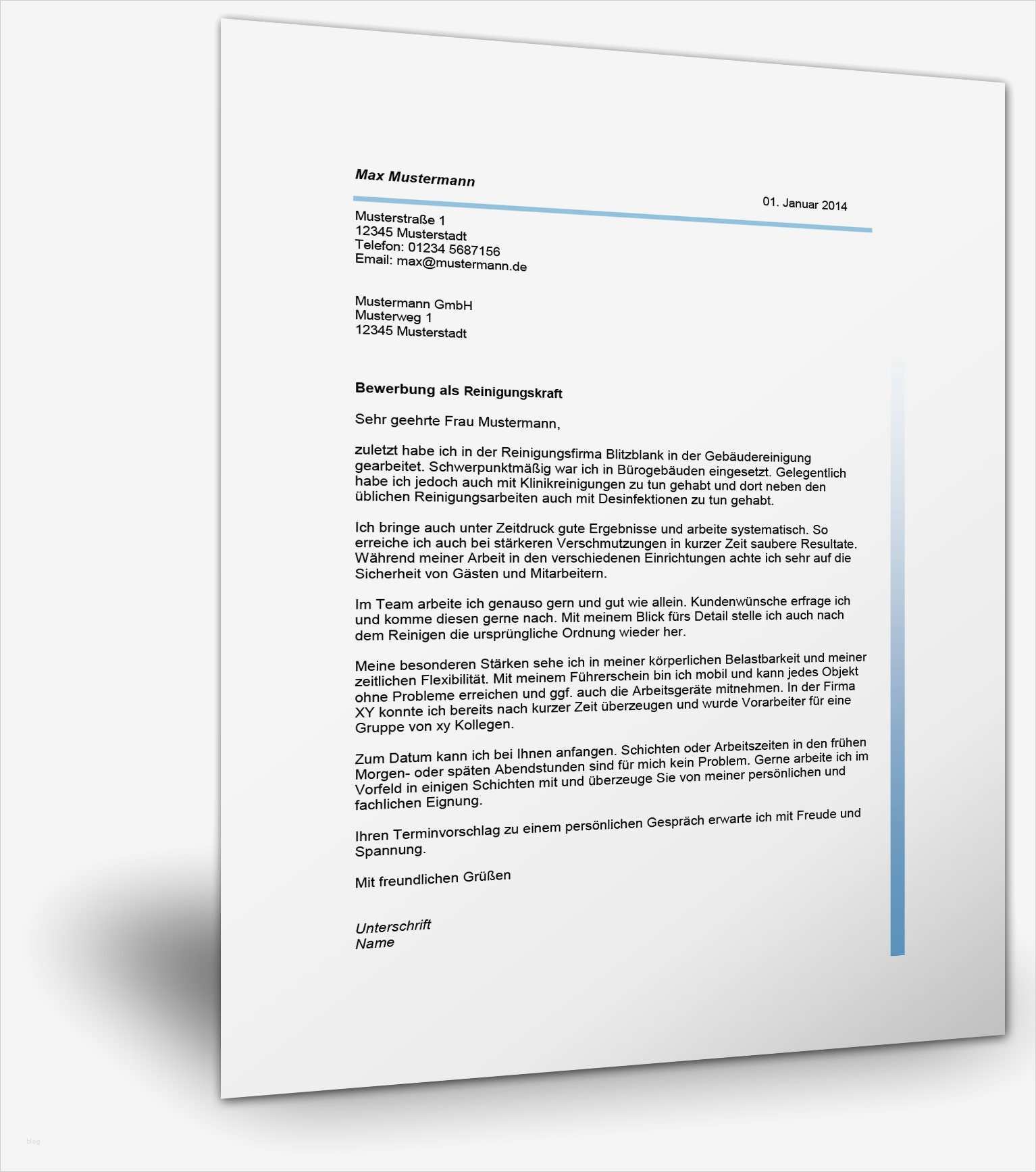 Bewerbung Reinigungskraft Vorlage Kostenlos Hübsch Bewerbung Als Reinigungskraft Kostenlose Mustervorlage