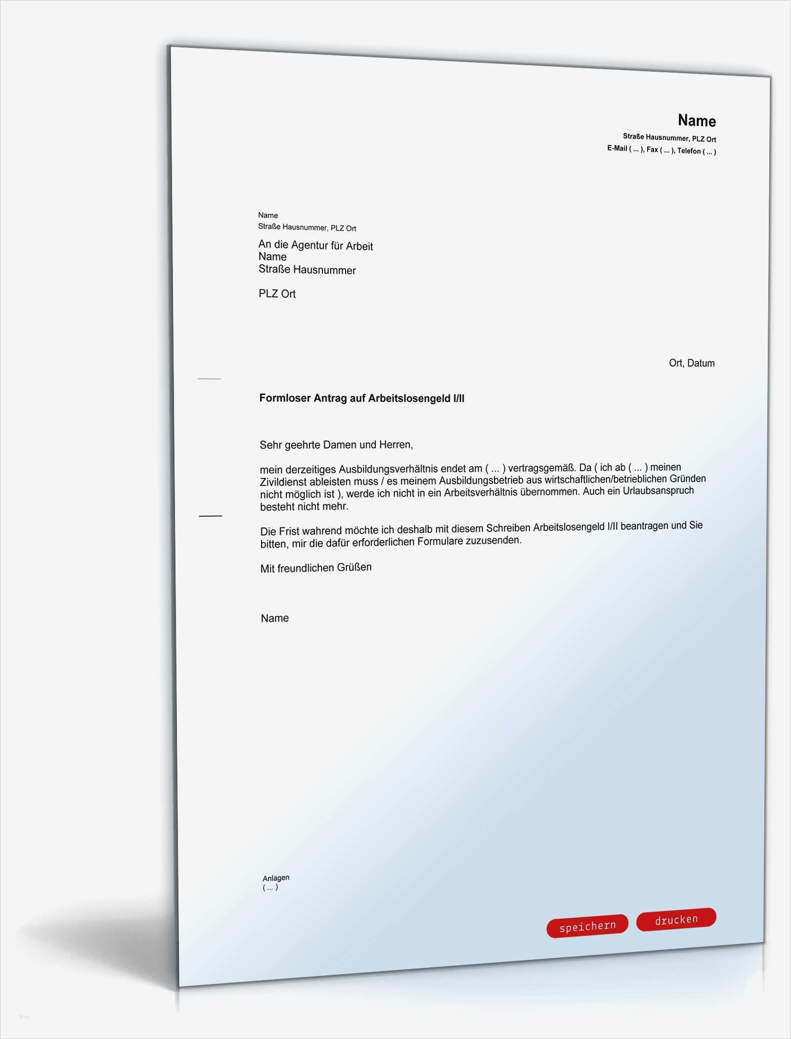 Bewerbung Schulwechsel Vorlage Wunderbar formloser Antrag Auf Arbeitslosengeld