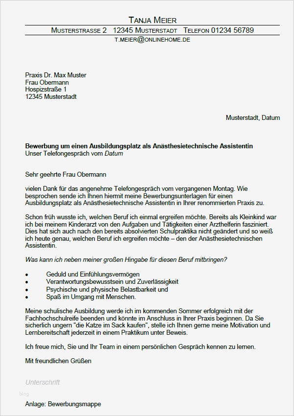 Bewerbung sozialpädagogische assistentin Vorlage Beste Bewerbung Anästhesietechnische assistentin Ausibildung