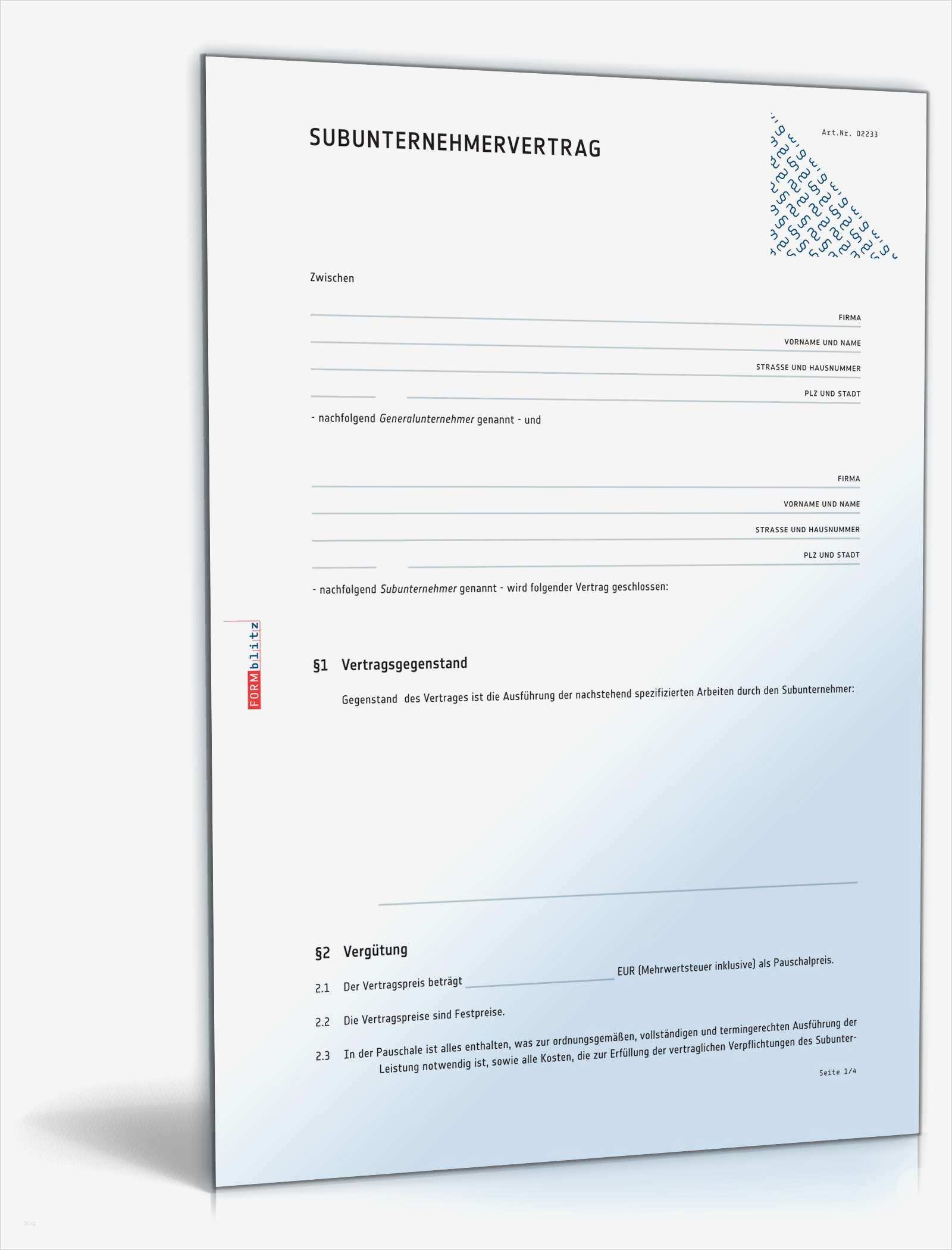 Bewerbung Subunternehmer Vorlage Erstaunlich Subunternehmervertrag Rechtssicherer Vordruck Zum Download