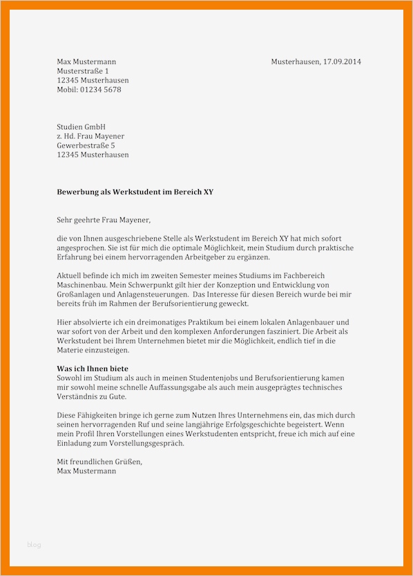 Bewerbung Um Ein Praktikum Vorlage Wunderbar 14 Bewerbung Praktikum Muster
