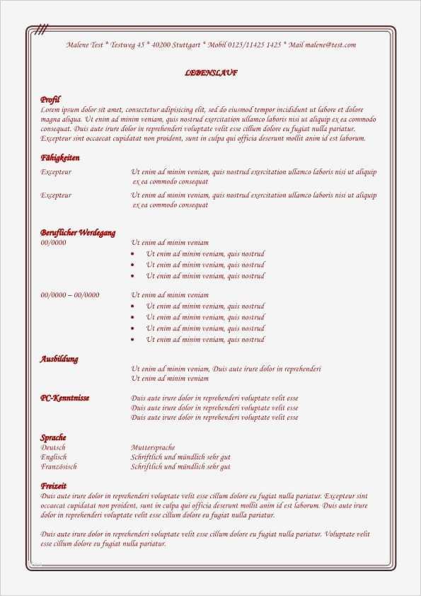Bewerbung Und Lebenslauf Vorlage Elegant Lebenslauf Vorlage Mit Roten Schriftfarbe Und Rahmen