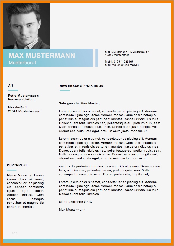 Bewerbung Vorlage Praktikum Best Of 5 Bewerbung Mit Foto Muster