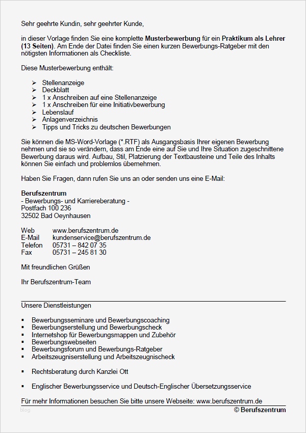 Bewerbung Vorlagen Schönste Bewerbung Lehrer Praktikum sofort Download