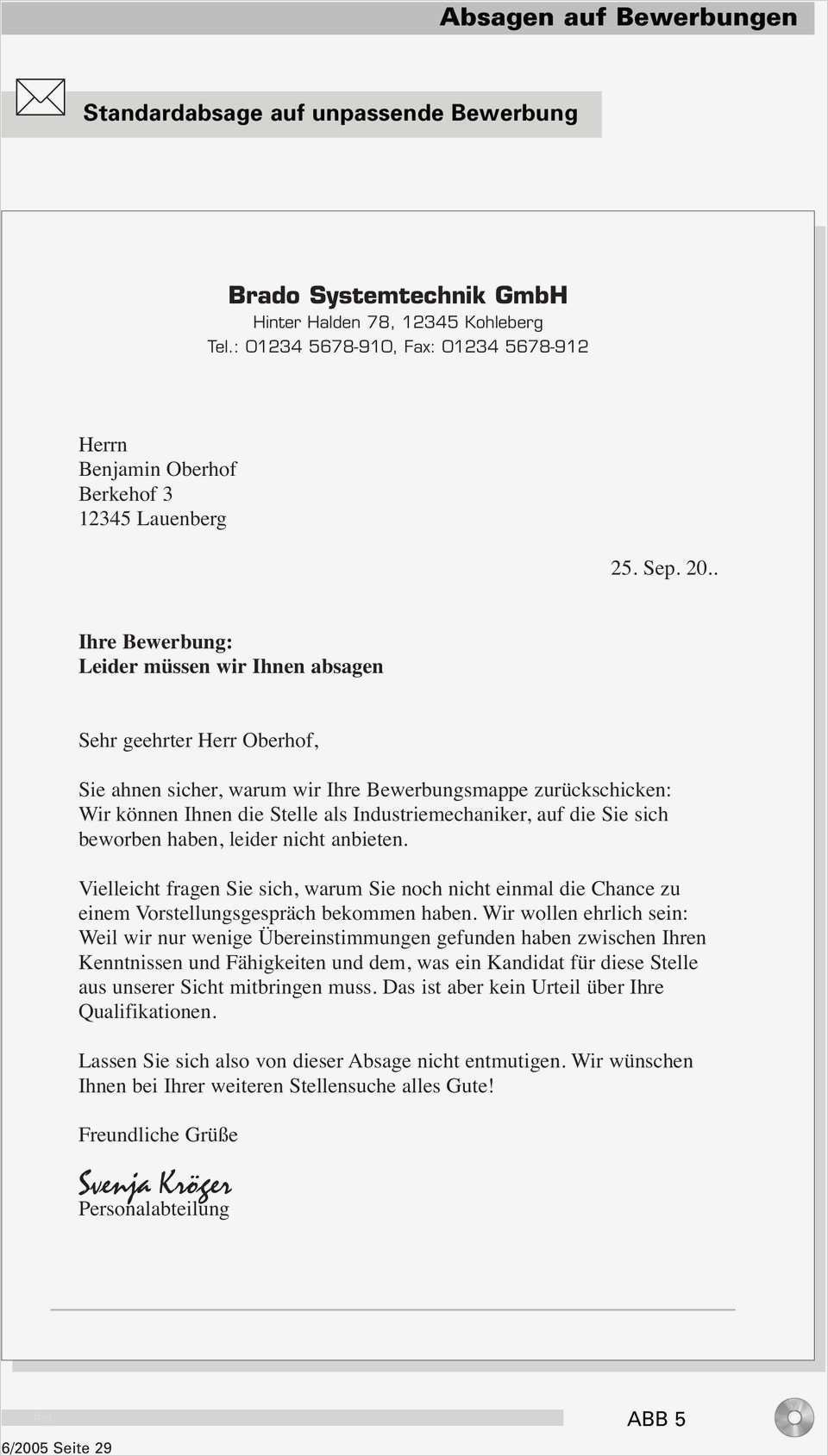 Bewerbungsabsage Vorlage Schön Absage Bewerbung Muster Xg75