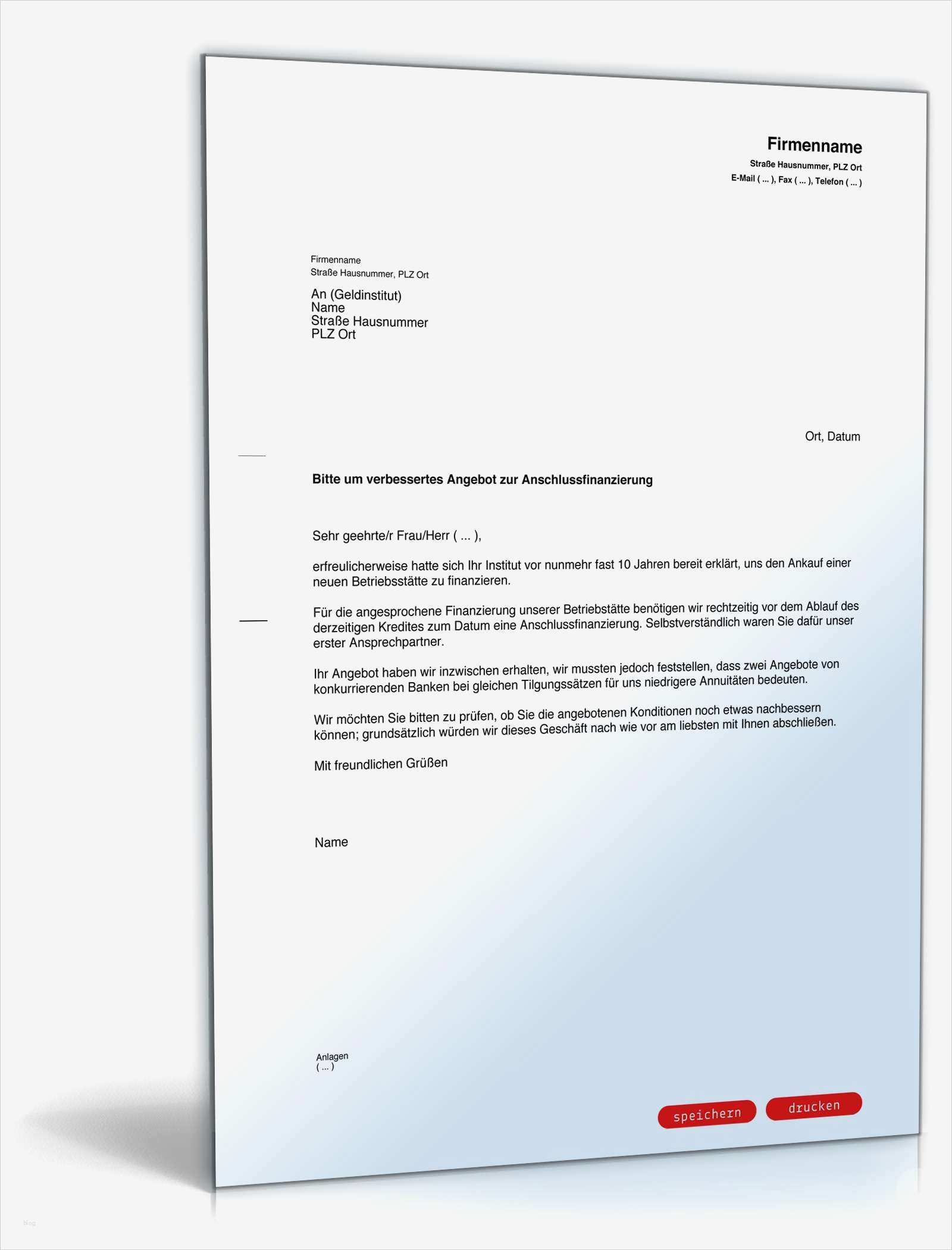 Bewerbungsanfrage Vorlage Wunderbar Anfrage Besseres Angebot Anschlusskredit