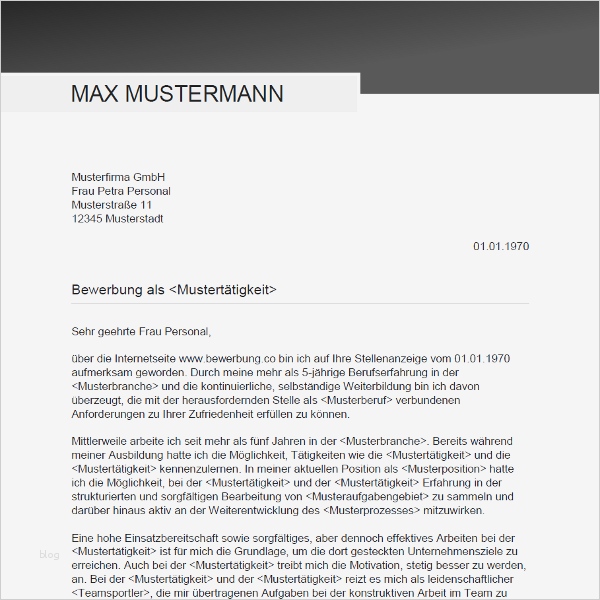 Bewerbungstext Vorlage Elegant Übersichtliches Bewerbungsschreiben Mit Beispiel Text Als