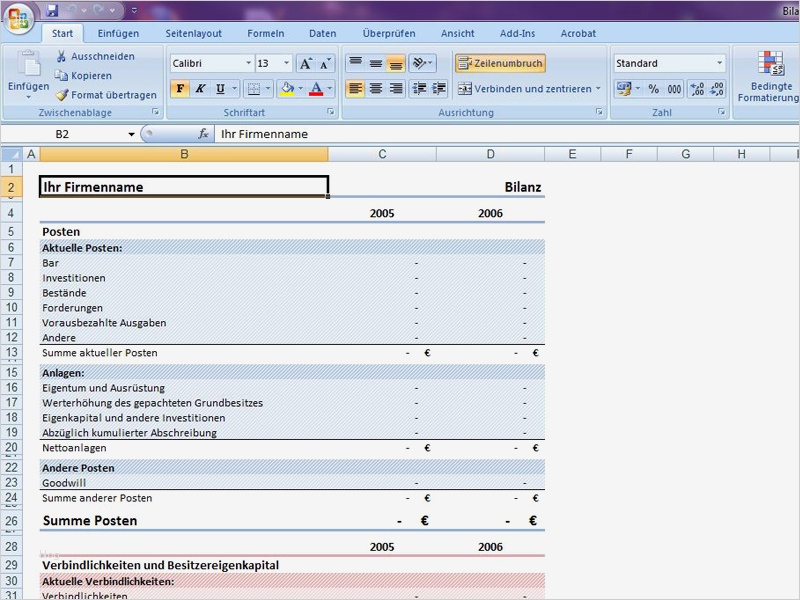 Bilanz Excel Vorlage Einzigartig Bilanz