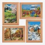 Bilder Sticken Vorlagen Beste 4 Jahreszeiten Gobelins Mit Holzrahmen