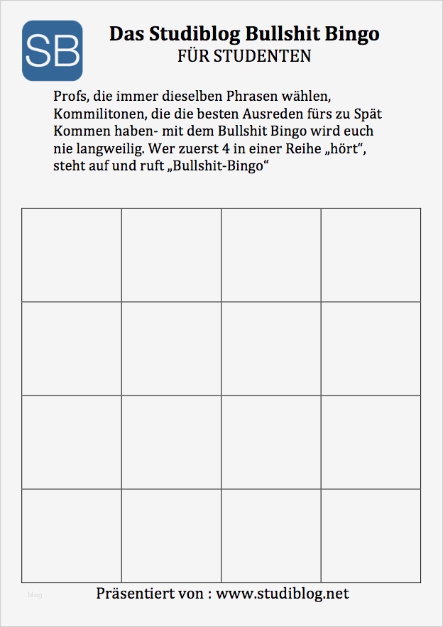 Bingo Vorlage Luxus Bullshit Bingo Studiblog