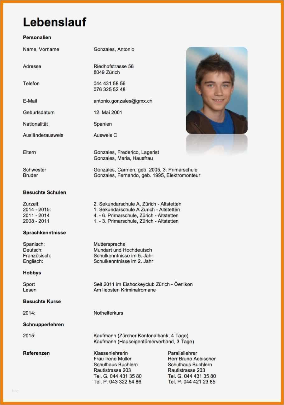 Biografie Vorlage Elegant 9 Ein Lebenslauf