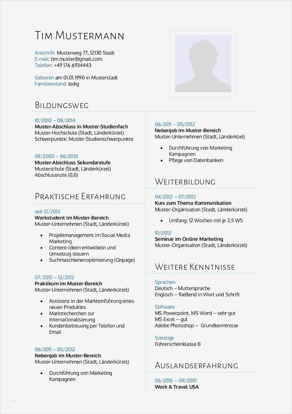 Biografie Vorlage Großartig Bewerbungsmuster Für Bwl