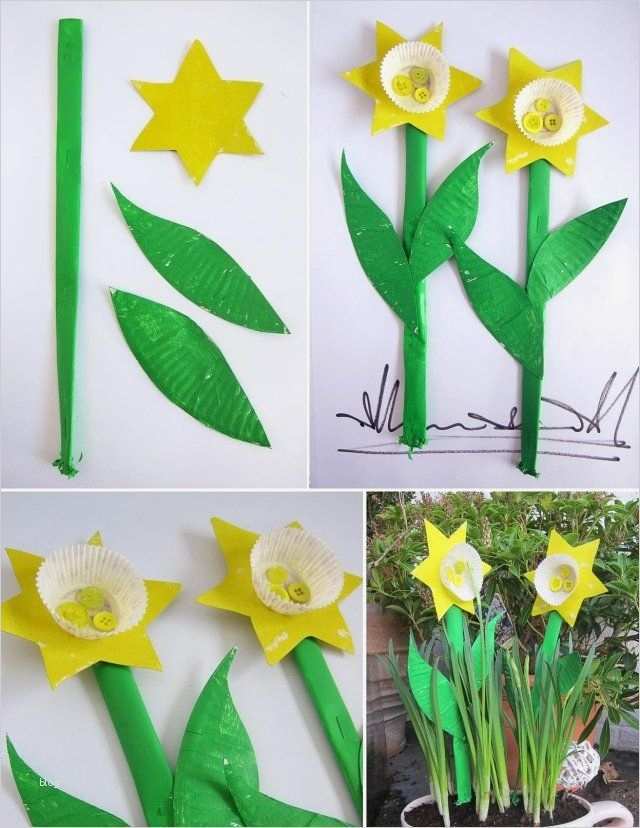 Blumen Basteln Mit Kindern Vorlagen Bewundernswert Osterdeko Kinder Papier Narzisse Muffinförmchen Pappteller