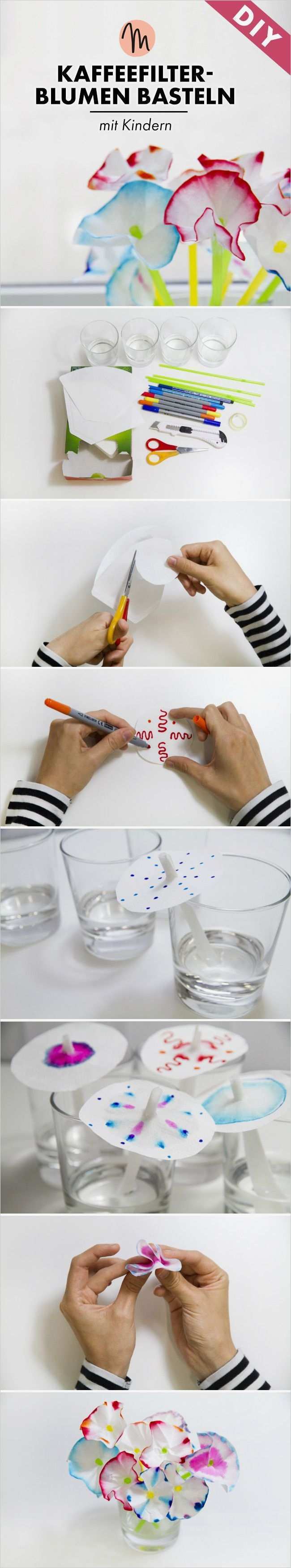 Blumen Basteln Mit Kindern Vorlagen Neu Die Besten 25 Kaffeefilter Ideen Auf Pinterest