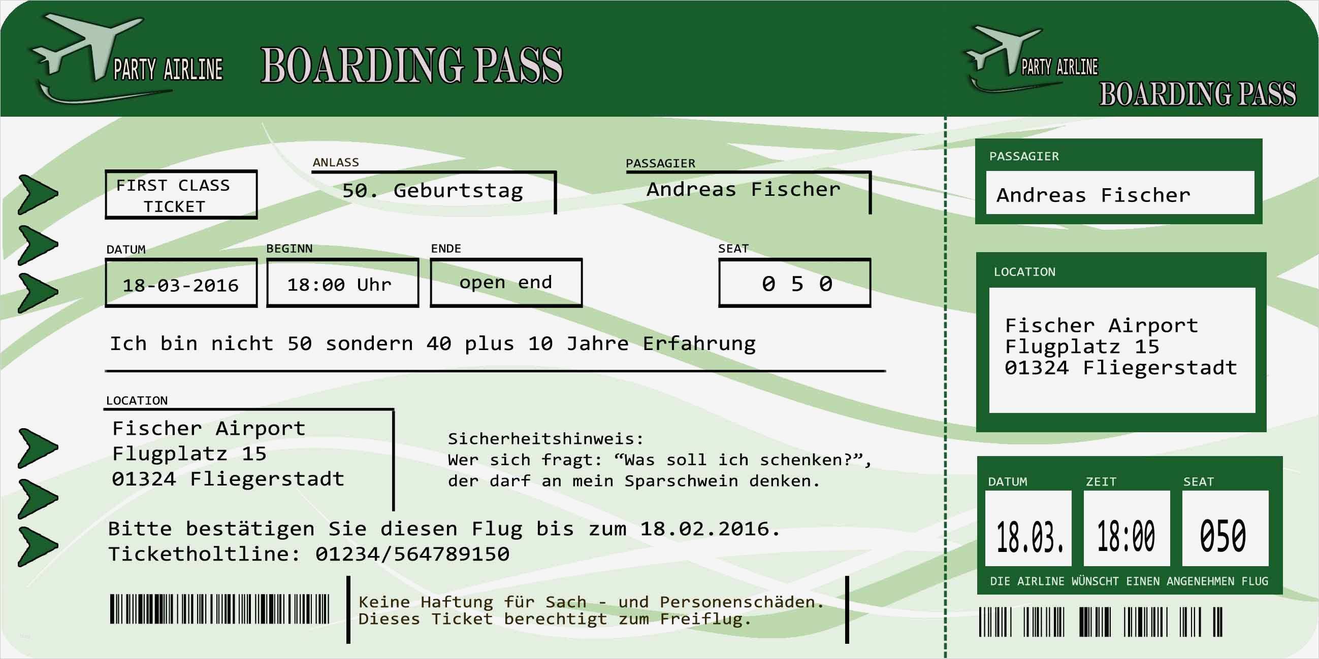 Boarding Pass Vorlage