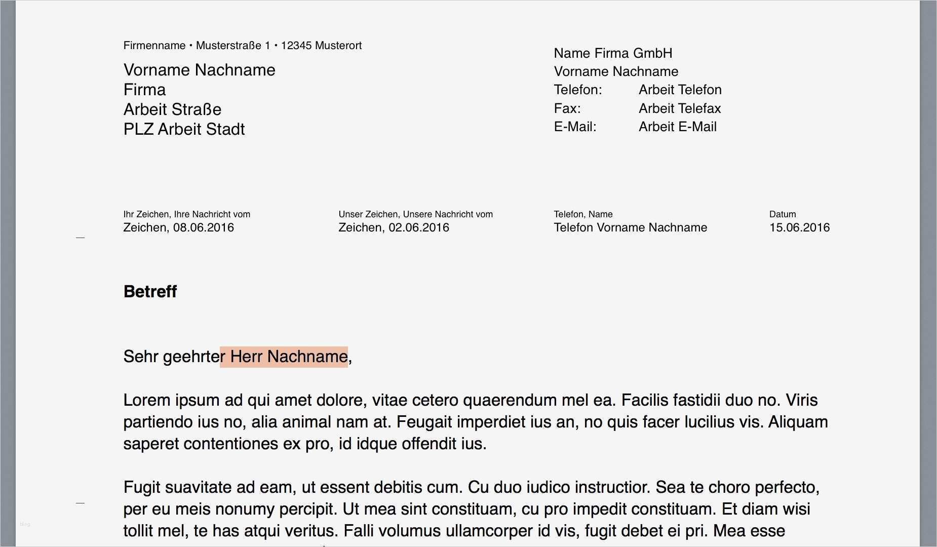 Brief Adressaufkleber Vorlage Einzigartig Pages Briefvorlage norm Din 5008 Mit Bezugszeichenzeile