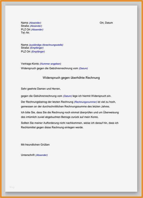 Briefkopf Rechnung Vorlage Beste 5 Widerspruch Vorlage