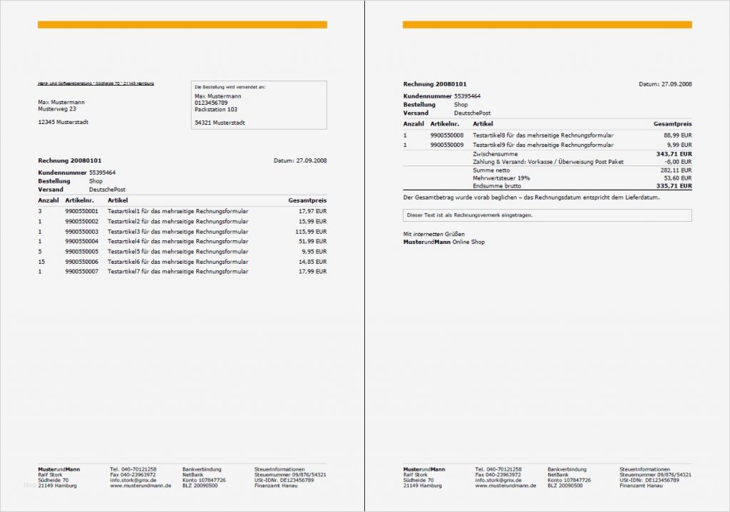 Briefkopf Rechnung Vorlage Süß 9 Rechnungsvordruck