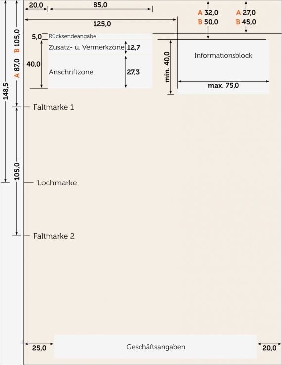 Maßstäbe für Briefpapier nach DIN Norm 5008
