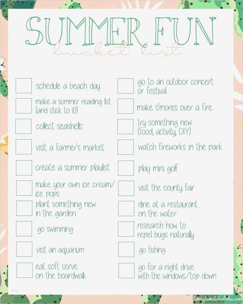 Bucket List Vorlage Gut Summer Fun Bucket List Printable Living La Vida Holoka