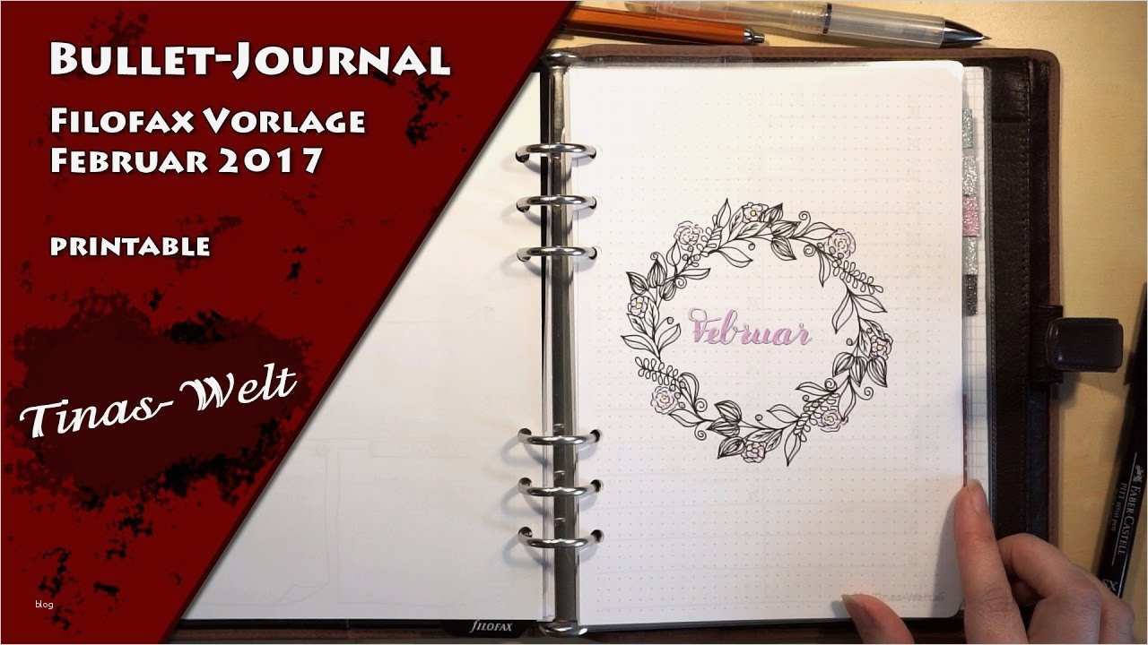 Bullet Journal Vorlage Angenehm Bullet Journal Filofax A5 Printable Februar 2017