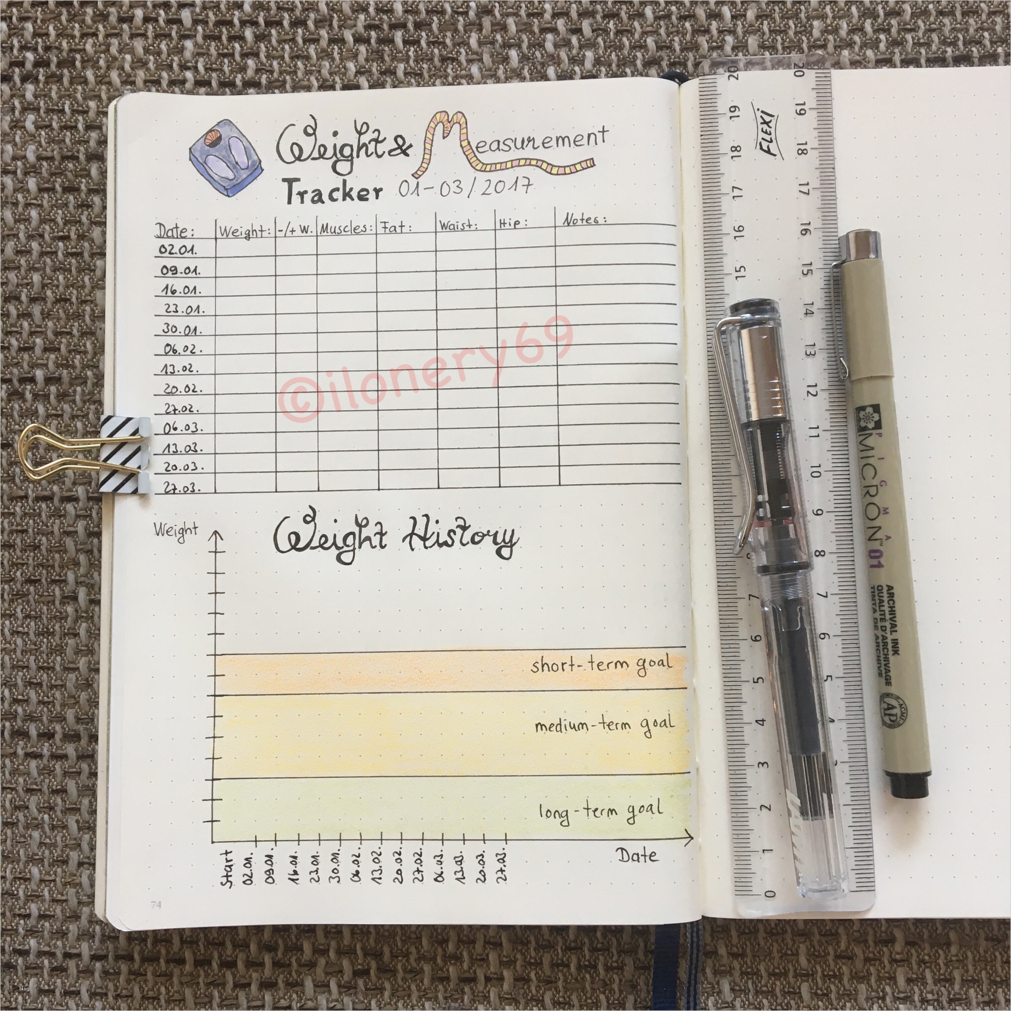 Bullet Journal Vorlage Schön Bullet Journal Bujo Weight & Measurement Tracker with