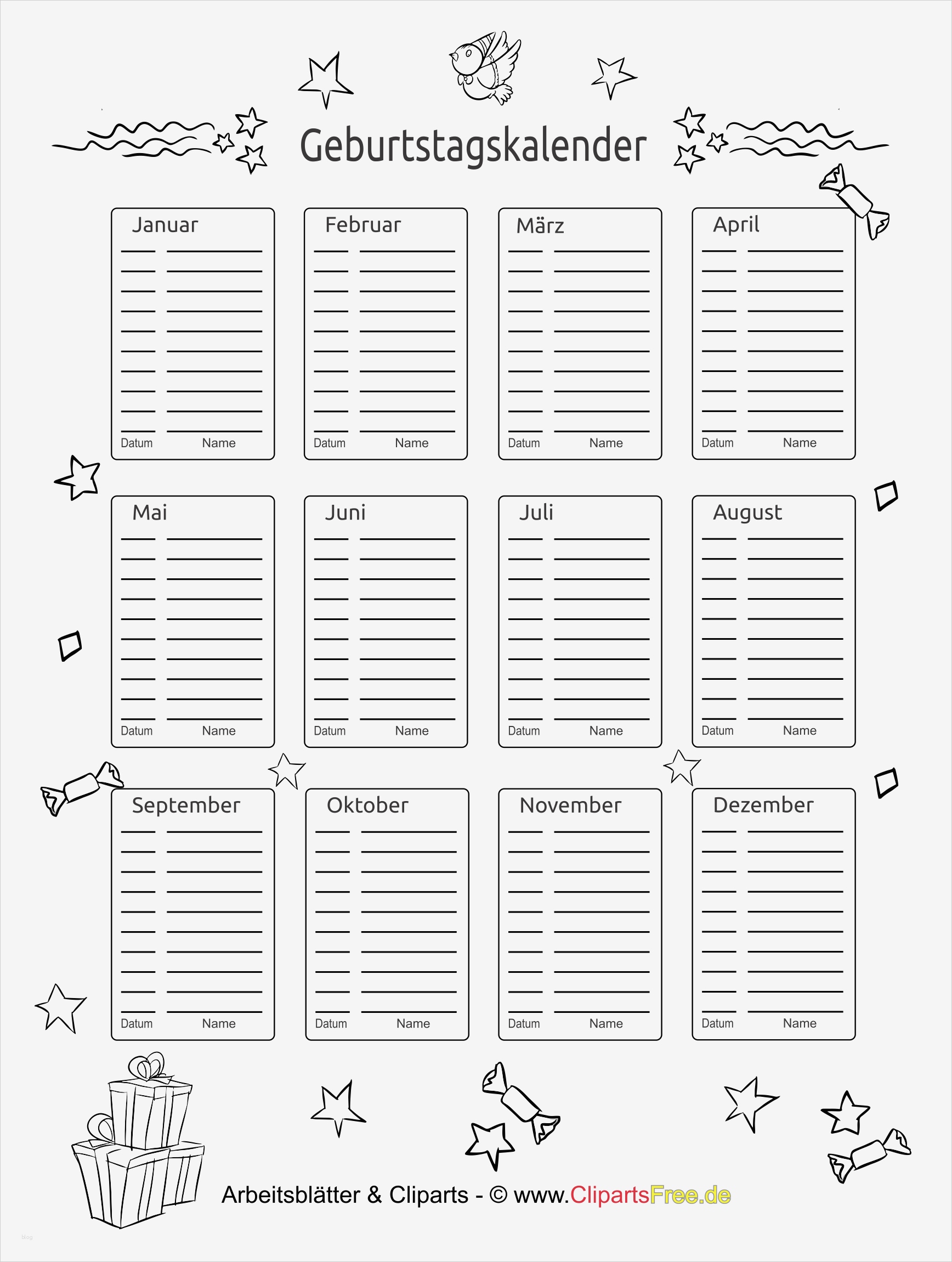 Bullet Journal Vorlagen Zum Ausdrucken Erstaunlich Geburtstagskalender Zum Ausdrucken Gratis