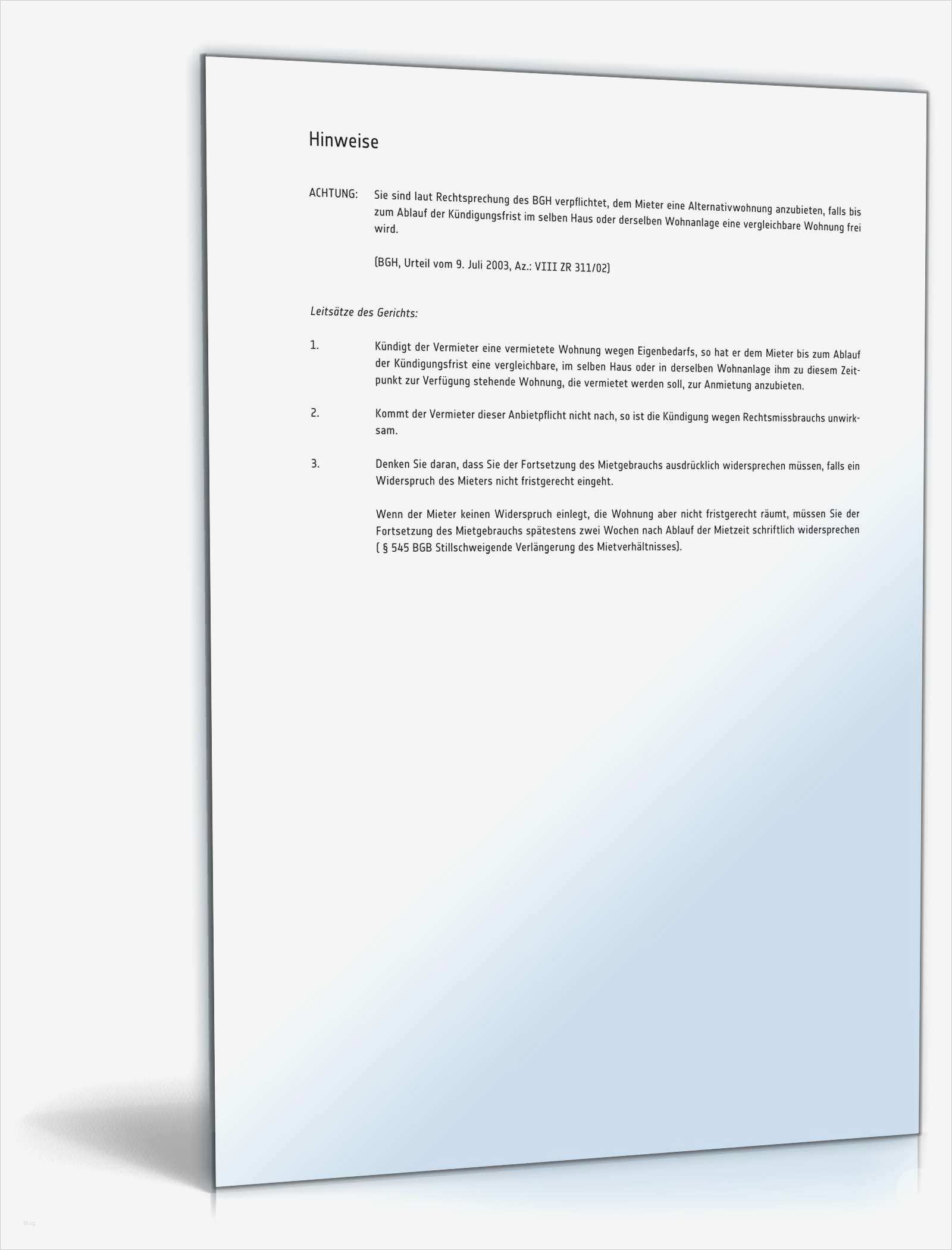 Bürgschaft Für Vermieter Vorlage Erstaunlich Kündigung Mietvertrag Eigenbedarf Muster Zum Download